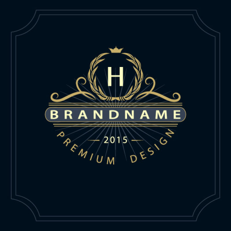 矢量金色字母H设计logo