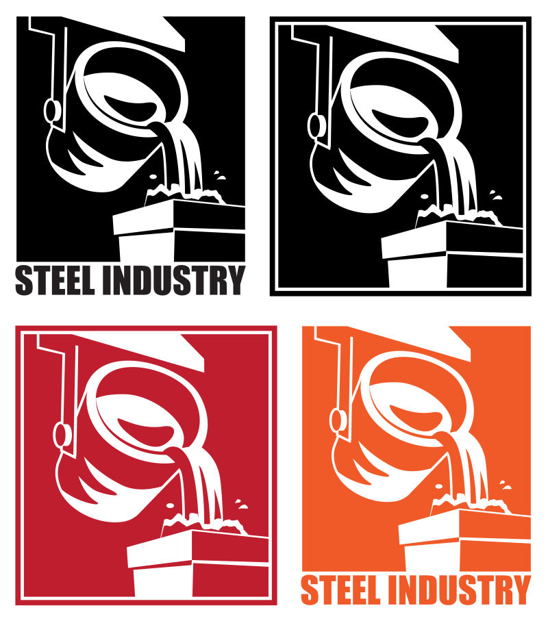 钢铁工业与重工业主题的程式化矢量插图