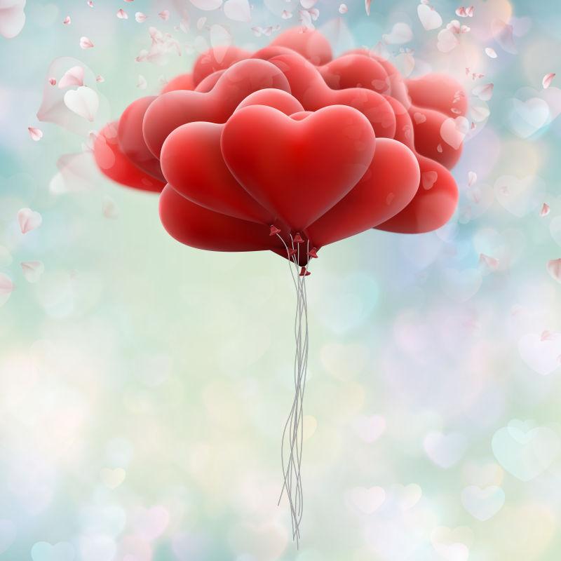 情人节快乐的红色心型气球