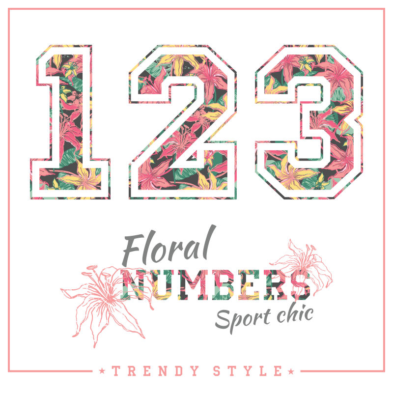 矢量热带花卉风格的数字设计