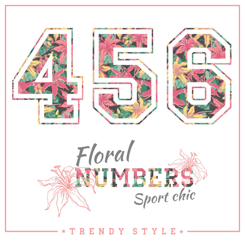 矢量热带花卉元素的数字设计