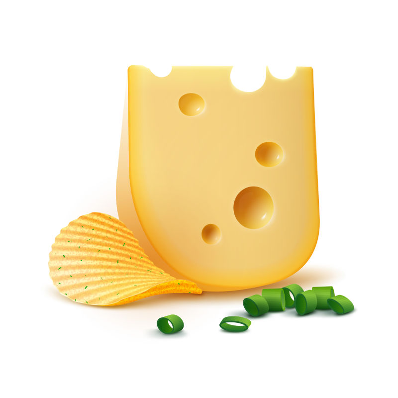创意矢量平面风格的奶酪薯片设计插图