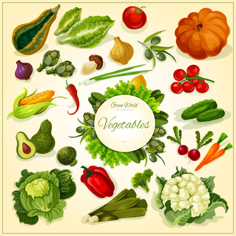 抽象矢量健康蔬菜元素的海报设计