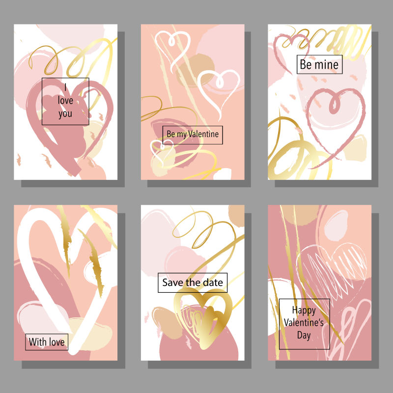 浪漫的情人节矢量创意艺术手绘卡片集