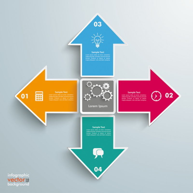 创意矢量四色箭头元素的信息图表