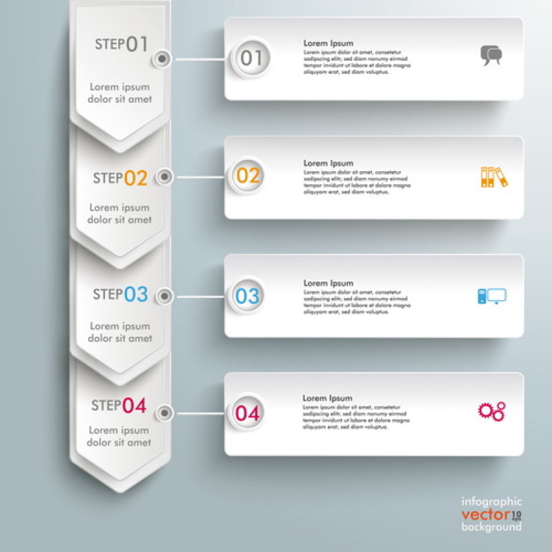 创意矢量四步标签元素的信息图表设计