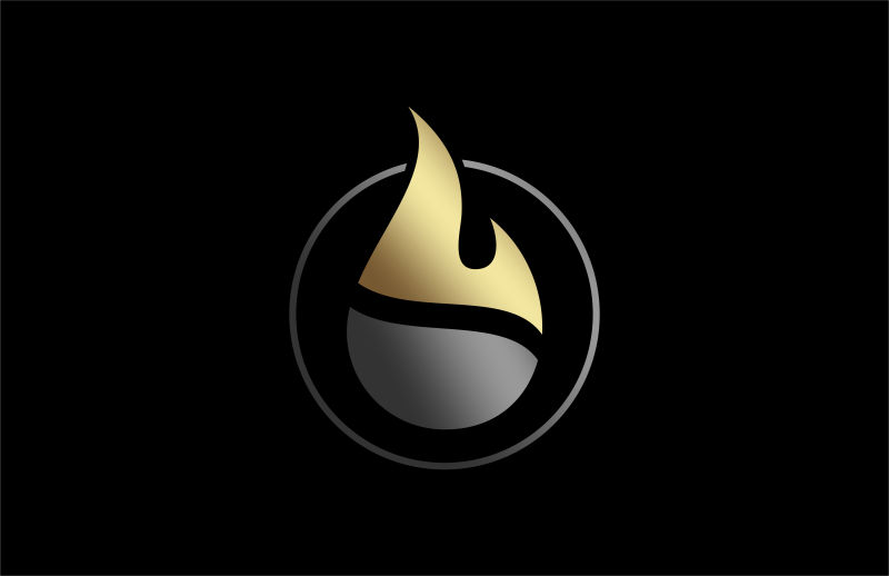 创意矢量水滴火焰元素的金色标志设计