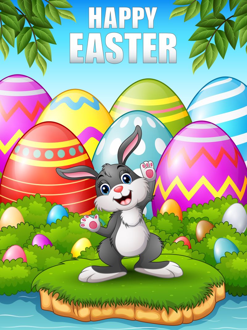矢量的复活节灰色兔子插图