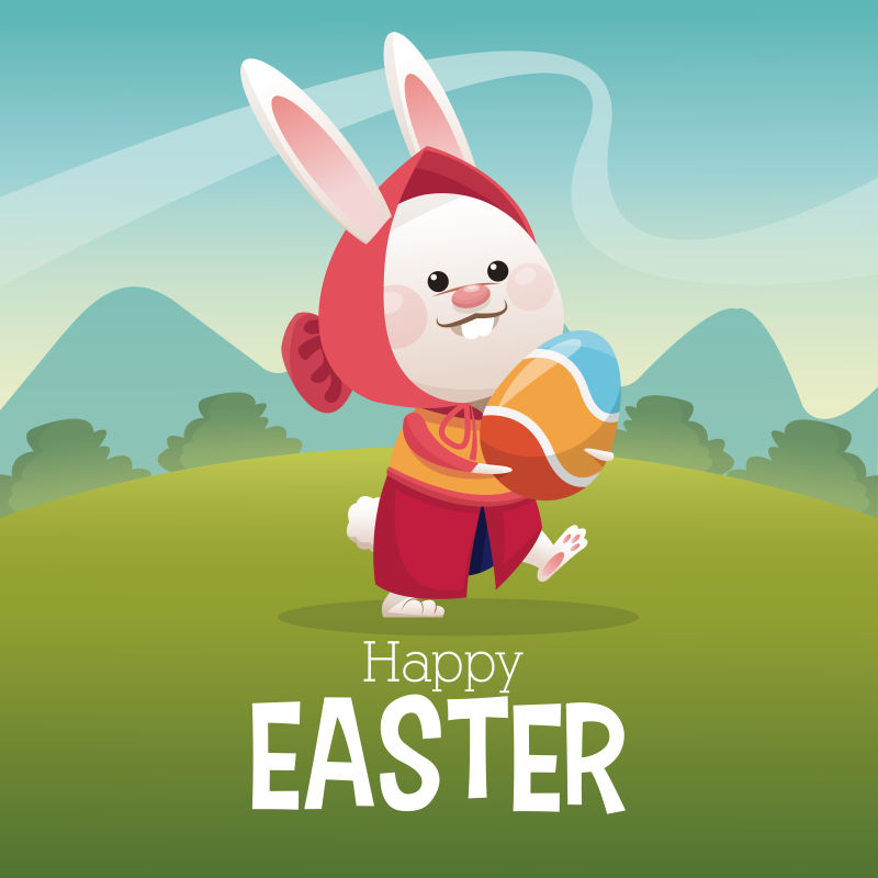 复活节兔子插图矢量设计