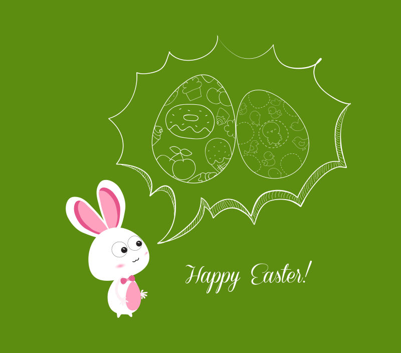 矢量的复活节兔子图案绿色背景