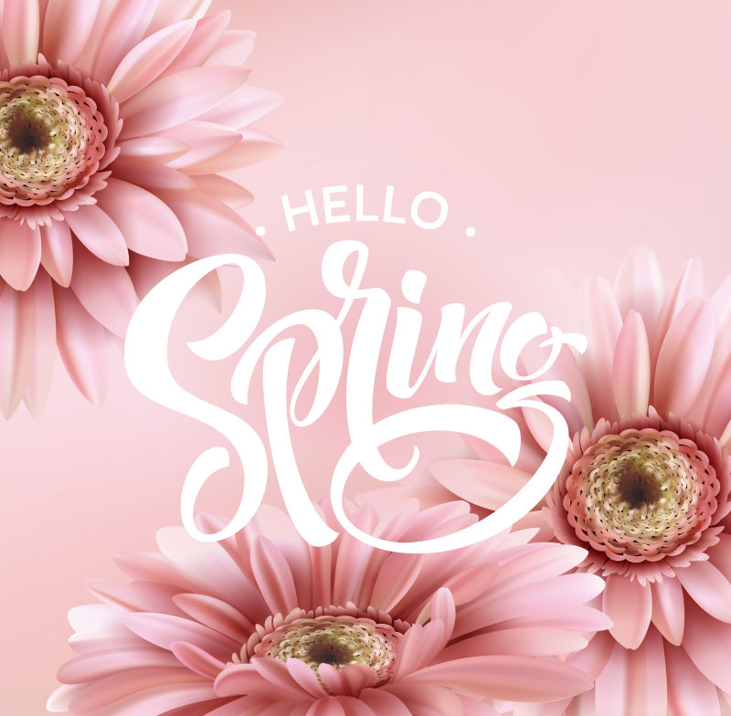 创意矢量粉色花卉元素主题春季背景