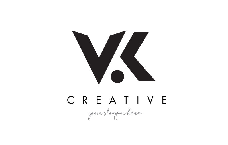 抽象矢量字母vk标志设计