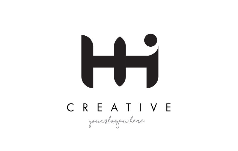 抽象矢量字母hh标志设计