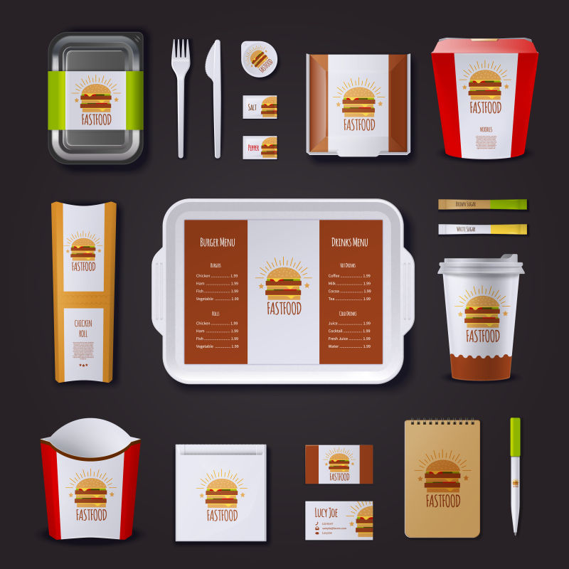 抽象矢量快餐主题企业宣传设计