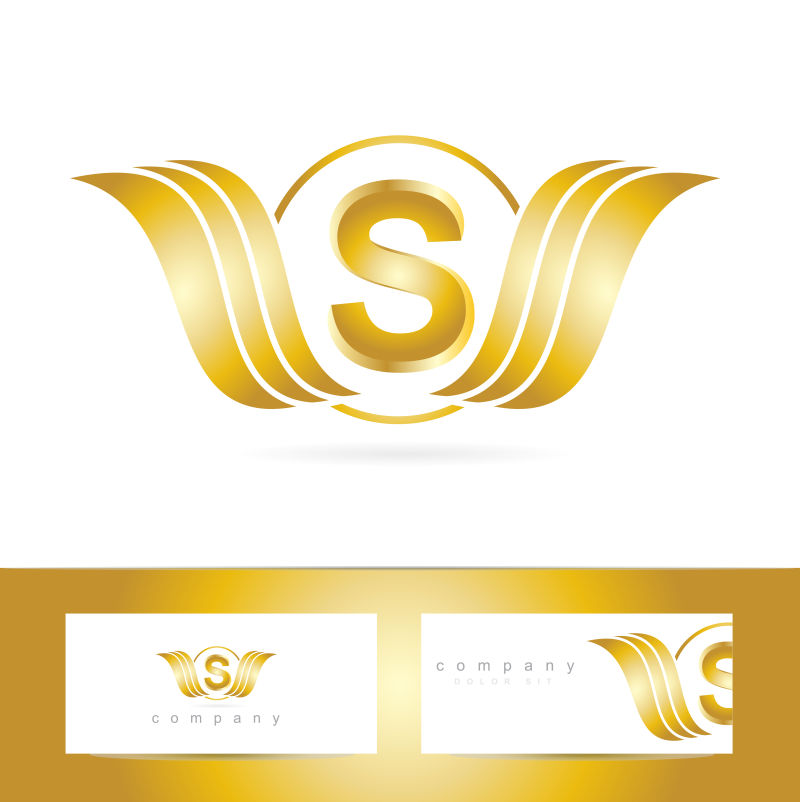 金色字母S标志矢量设计