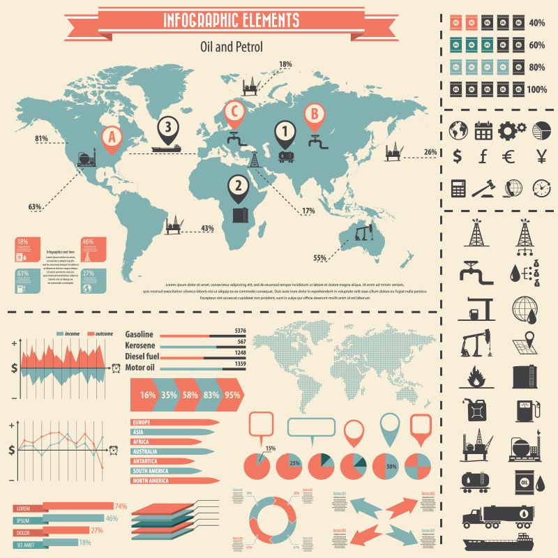 创意矢量石油工业的信息图表设计