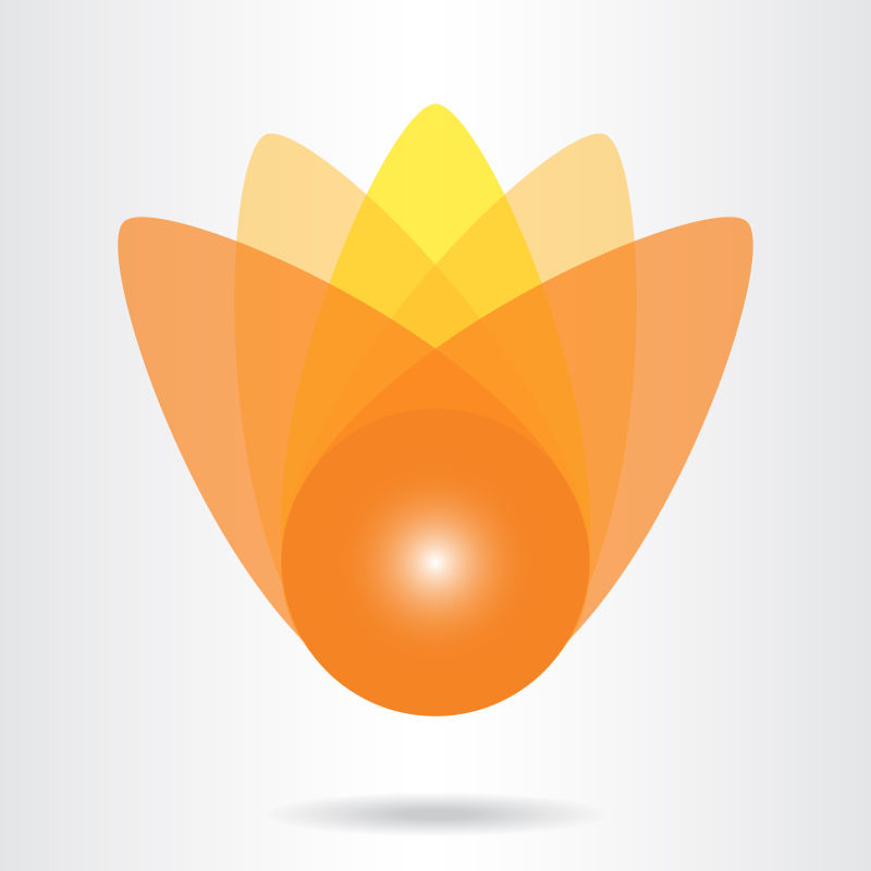 抽象矢量现代橙色花卉元素标志设计