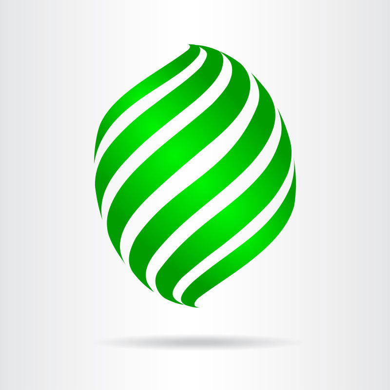 创意矢量现代绿色飘带球面标志设计