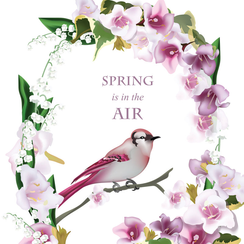 矢量美丽花卉元素的春季主题卡片设计