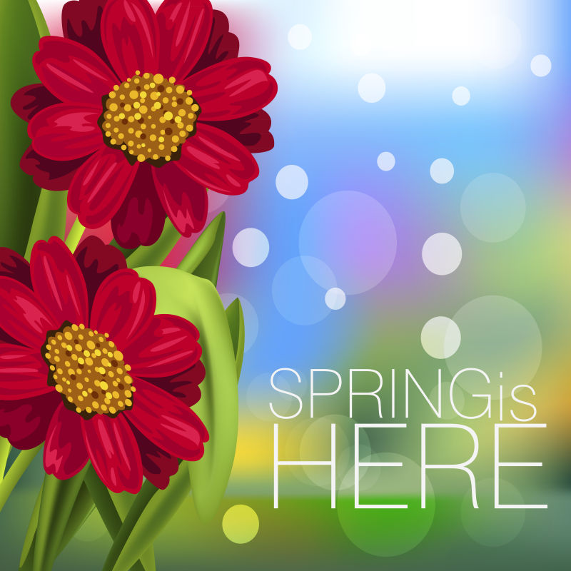 抽象矢量美丽红花元素春季背景设计