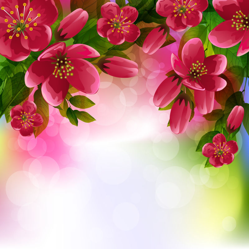创意矢量红花元素的春季背景设计