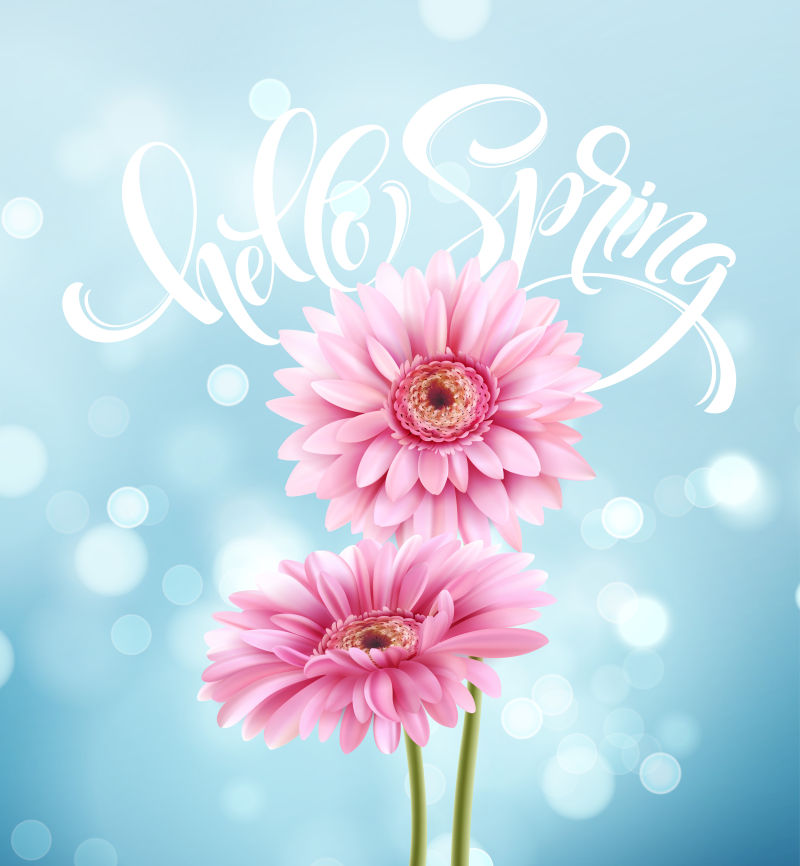 创意矢量菊花元素的春季背景设计