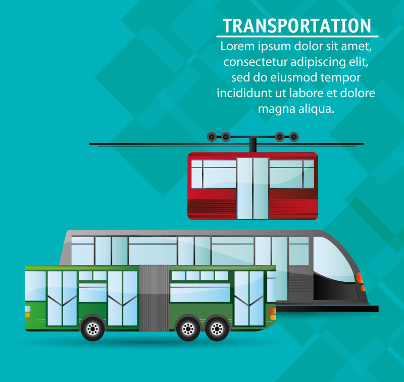 创意矢量现代公共交通运输工具插图