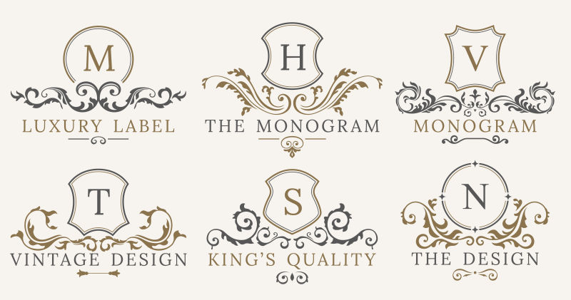 创意矢量现代字母元素的装饰标志设计