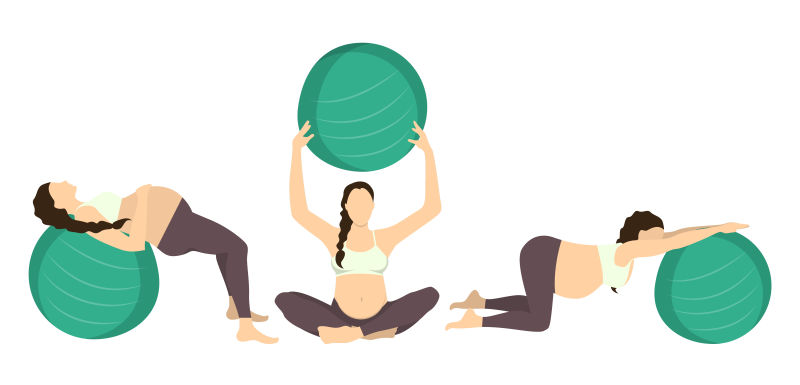 创意矢量锻炼瑜伽的孕妇插图