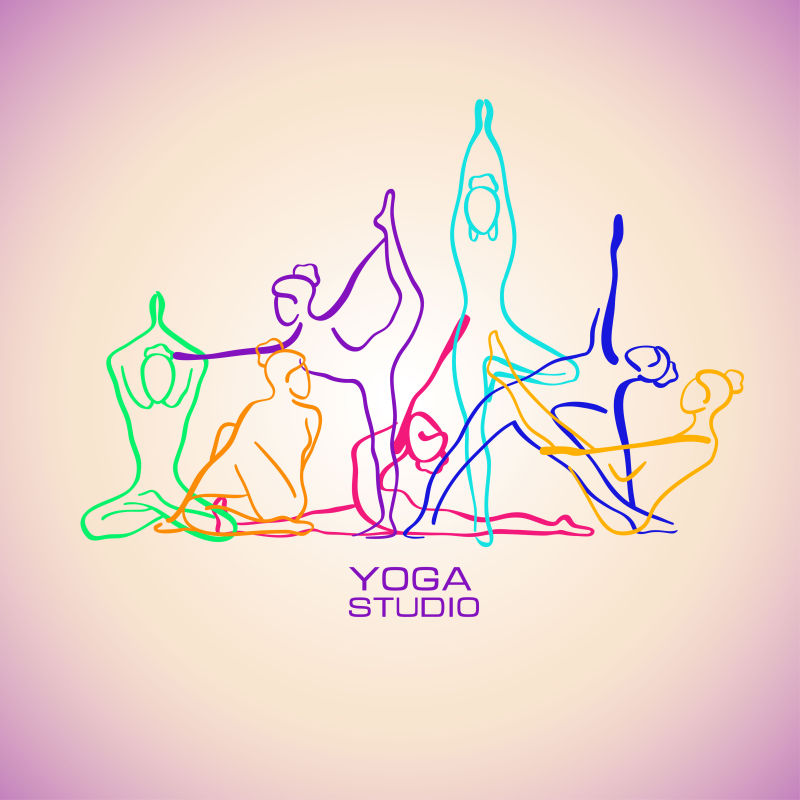 瑜伽女性插图矢量设计