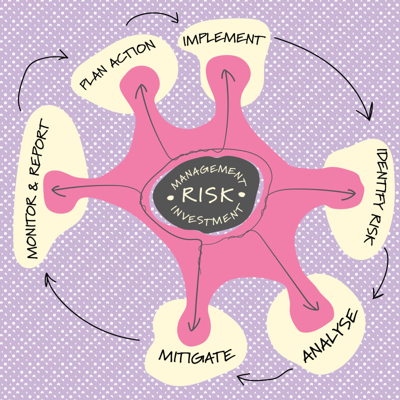 矢量的粉色风险管理信息图