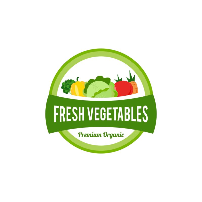 矢量蔬菜元素的平面标志设计