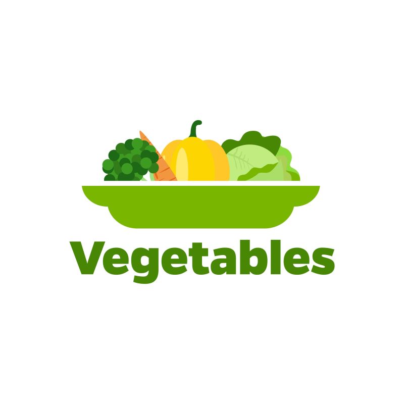 抽象蔬菜的矢量平面标志设计
