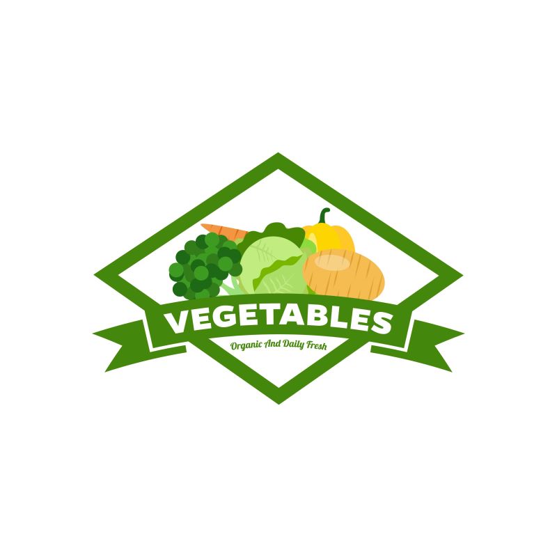 创意矢量新鲜蔬菜的平面标志设计