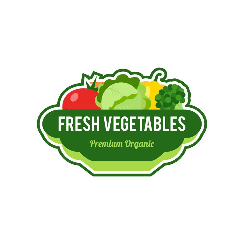 矢量新鲜蔬菜的平面标志设计