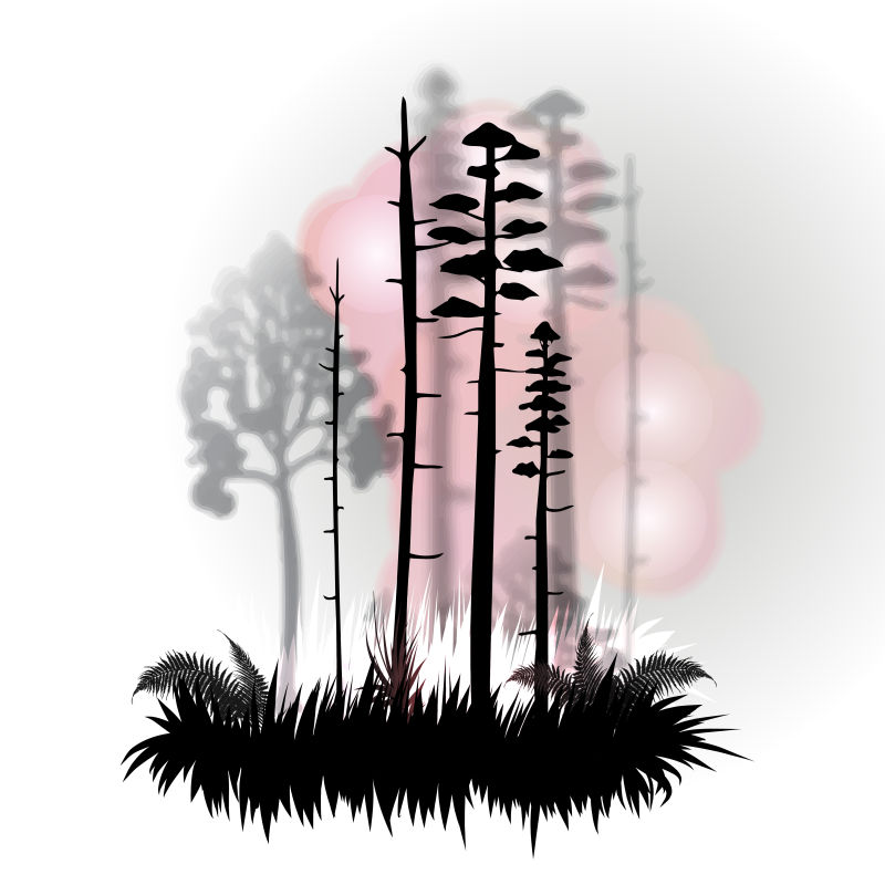 创意矢量现代森林剪影元素的设计背景