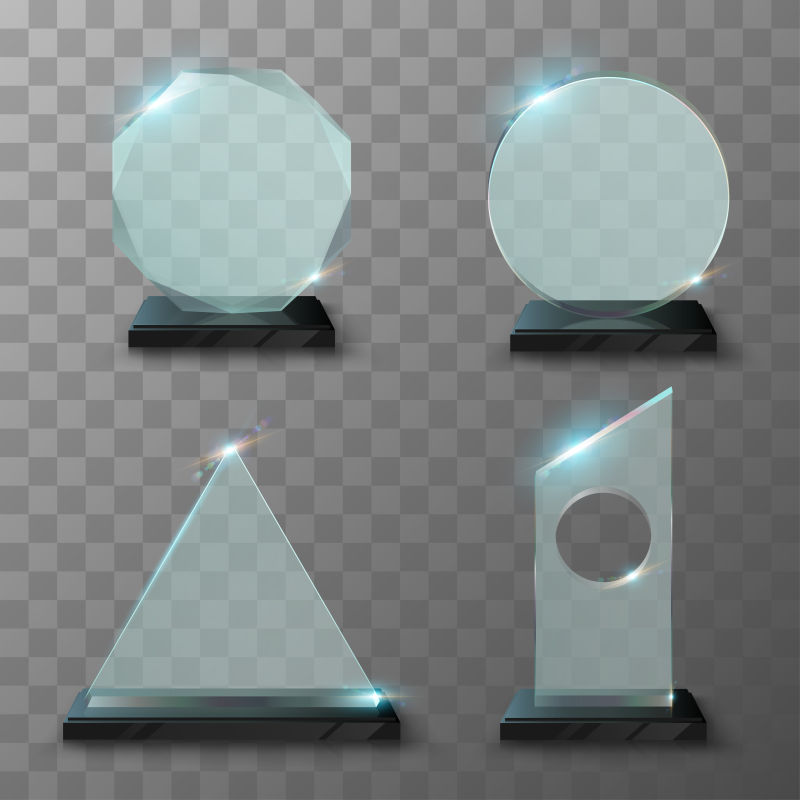 矢量现代抽象透明玻璃奖杯设计