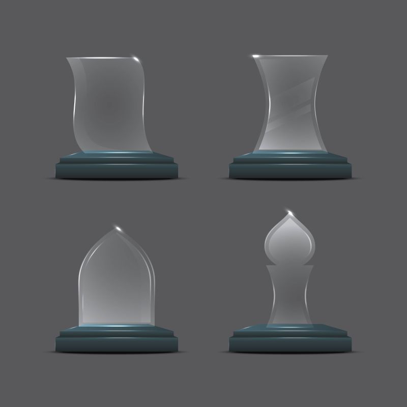 矢量现代抽象透明玻璃奖杯