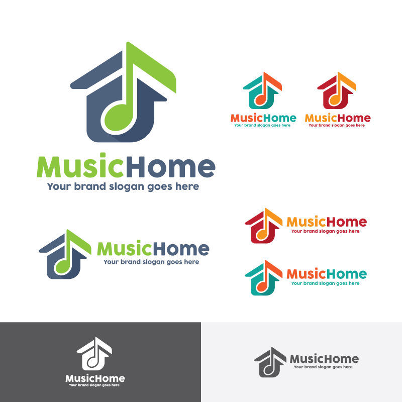 创意矢量家庭音乐概念标志设计