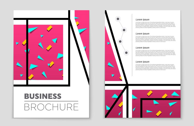 创意矢量粉色三角元素的宣传册封面设计