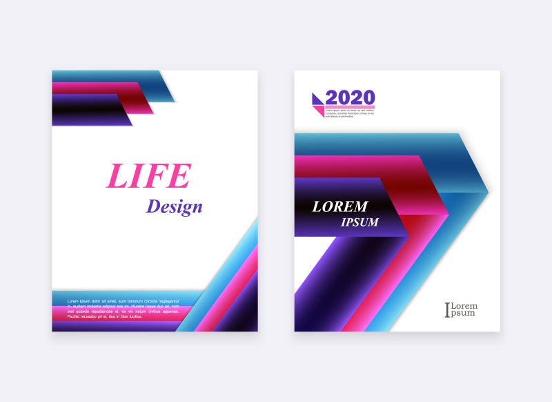 创意矢量现代彩色几何折纸宣传封面设计
