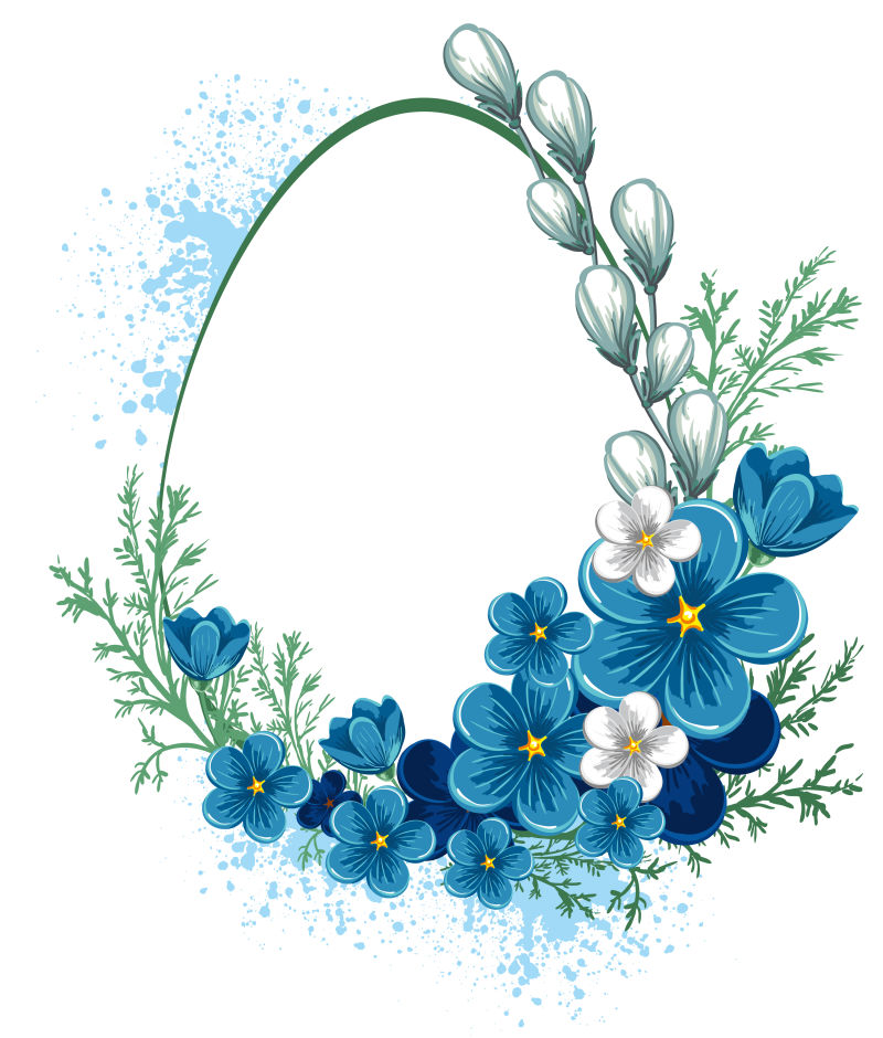 抽象矢量花卉装饰的复活节彩蛋设计