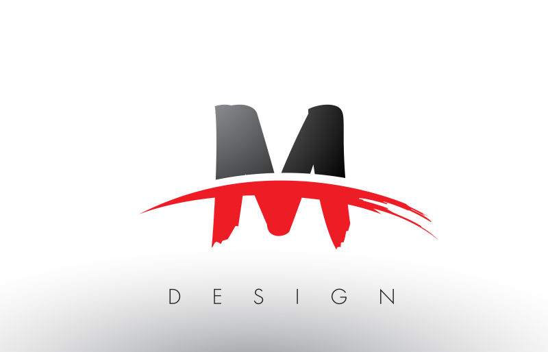 黑红色笔刷创意字母M标志矢量设计
