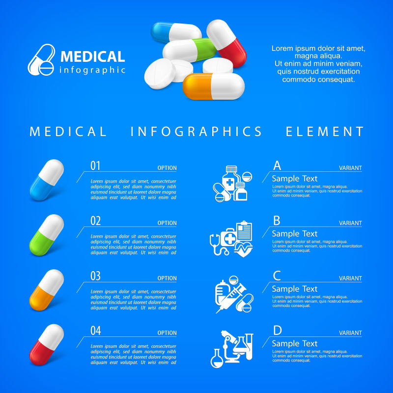 创意矢量药丸元素的信息图表