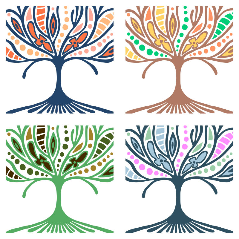 创意矢量彩色树木设计