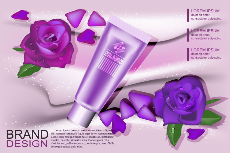 抽象矢量现代紫色玫瑰护手霜海报设计