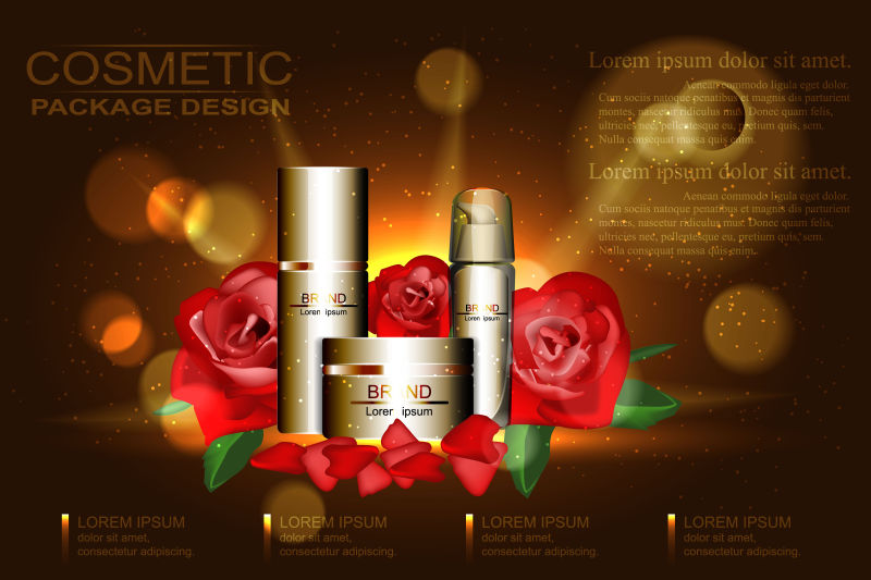 创意矢量现代玫瑰装饰的化妆品海报设计