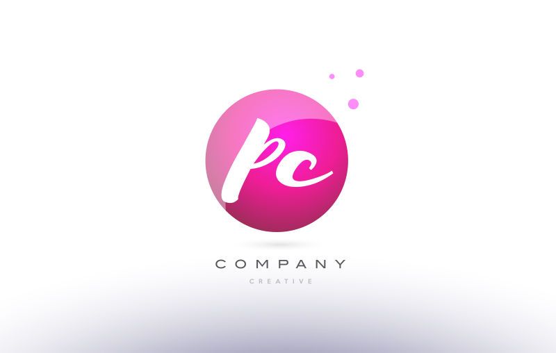 创意矢量现代粉色字母pc圆形标志设计