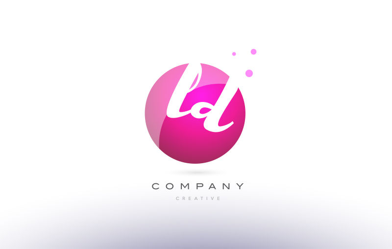 抽象矢量现代粉色字母ld球形标志设计