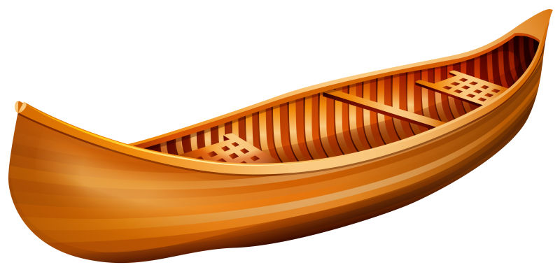 矢量现代木制独木舟插图设计